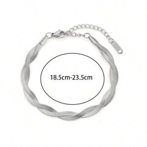 MONALLY 1 pièce Bracelet chaîne tressée en couleur or et argent plaqué or 18 carats en acier inoxydable. Accessoire de mode de luxe, cadeau parfait pour la Saint-Valentin pour la meilleure amie, style occidental