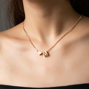 1 pièce Bracelet charm simple et avec symbole de cœur, bracelet à maillons avec 26 lettres de l'alphabet anglais de conception rétro, Saint-Valentin