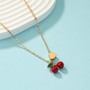 1 pièce Bracelet de port quotidien pour femme de forme de cœur de cerise rouge élégante, Saint-Valentin