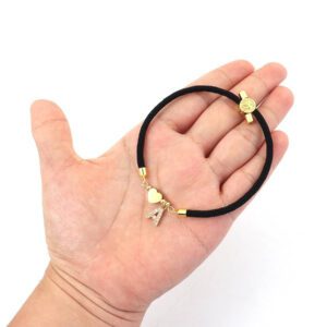 1 pièce Branché Paver Cubique A-Z Lettre Initiale Cœur Corde Réglable Bracelet Femme