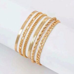 6 pièces/Ensemble de bracelets de cheville en chaîne dorée, ensemble de bracelets minimalistes et polyvalents réglables, détachables et libres à assortir, convient pour les voyages, les banquets, les fêtes et autres occasions