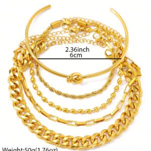 Aomogo Ensemble de 5 Bracelets chaîne pour femme en acier inoxydable plaqué or, pouvant être détachés et portés individuellement, élégants et haut de gamme, convenant comme cadeau pour elle