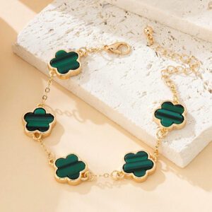 1 pièce Bracelet trèfle porte-bonheur vintage en métal pour femmes, cadeau de mariage Saint-Valentin