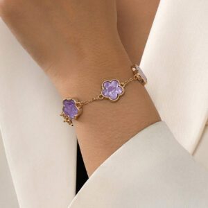 1 pièce Bracelet trèfle porte-bonheur vintage en métal pour femmes, cadeau de mariage Saint-Valentin
