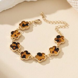 1 pièce Bracelet trèfle porte-bonheur vintage en métal pour femmes, cadeau de mariage Saint-Valentin