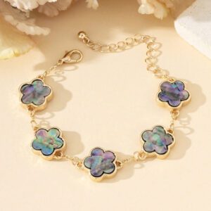 1 pièce Bracelet trèfle porte-bonheur vintage en métal pour femmes, cadeau de mariage Saint-Valentin