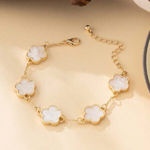 1 pièce Bracelet trèfle porte-bonheur vintage en métal pour femmes, cadeau de mariage Saint-Valentin