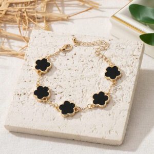 1 pièce Bracelet trèfle porte-bonheur vintage en métal pour femmes, cadeau de mariage Saint-Valentin
