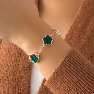 1 pièce Bracelet trèfle porte-bonheur vintage en métal pour femmes, cadeau de mariage Saint-Valentin