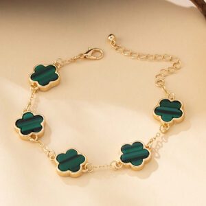 1 pièce Bracelet trèfle porte-bonheur vintage en métal pour femmes, cadeau de mariage Saint-Valentin