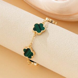 1 pièce Bracelet trèfle porte-bonheur vintage en métal pour femmes, cadeau de mariage Saint-Valentin