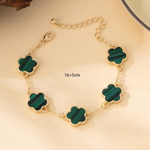 1 pièce Bracelet trèfle porte-bonheur vintage en métal pour femmes, cadeau de mariage Saint-Valentin