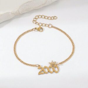 1 Pièce Bracelet De Temps Numérique De Couronne De Style Fashion Année Or Pour La Vie Quotidienne Des Femmes