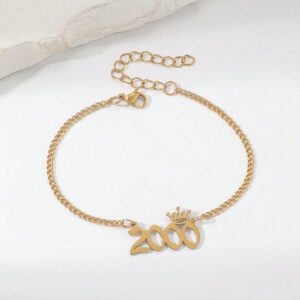 1 Pièce Bracelet De Temps Numérique De Couronne De Style Fashion Année Or Pour La Vie Quotidienne Des Femmes