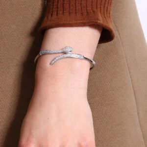 1 pièce Bracelet Jonc Cristal en forme de serpent - Design serpent en cristaux étincelants - Accessoire chic pour les tenues élégantes