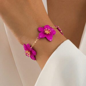 1 pièce Bracelet de dame stylisé avec un design exagéré de fleur en or, cadeau de mariage pour la Saint-Valentin