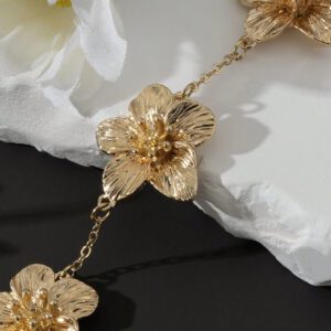 1 pièce Bracelet de dame stylisé avec un design exagéré de fleur en or, cadeau de mariage pour la Saint-Valentin