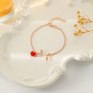 1 pièce Bracelet fleur de rose exquis, doux et mignon pour femmes, Saint-Valentin