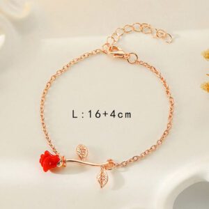 1 pièce Bracelet fleur de rose exquis, doux et mignon pour femmes, Saint-Valentin