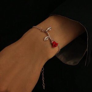 1 pièce Bracelet fleur de rose exquis, doux et mignon pour femmes, Saint-Valentin