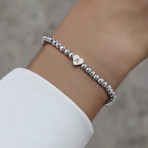Nouveau Bracelet De Perles De Fausses Femmes De Lettre Initiale De Cœur A-z Classique, Bracelet De Perles Fabriqué À La Main Pour Les Femmes, Cadeau De Bijoux