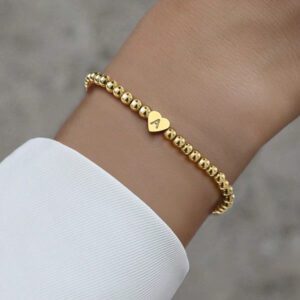 Nouveau Bracelet De Perles De Fausses Femmes De Lettre Initiale De Cœur A-z Classique, Bracelet De Perles Fabriqué À La Main Pour Les Femmes, Cadeau De Bijoux