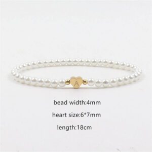 Nouveau Bracelet De Perles De Fausses Femmes De Lettre Initiale De Cœur A-z Classique, Bracelet De Perles Fabriqué À La Main Pour Les Femmes, Cadeau De Bijoux