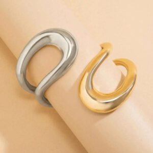 1 pièce Bracelet métallique circulaire exagéré avec des formes asymétriques ajourées, simple et élégant, parfait pour les vacances, les fêtes, bracelet élégant et sexy pour femmes