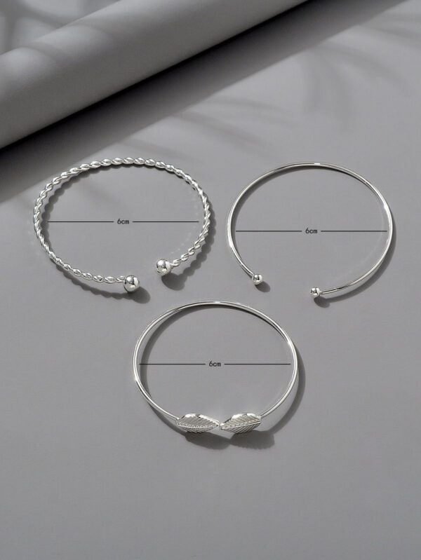 3 pièces/set Bracelet mode feuille & à détail boule ronde pour femme pour décoration quotidienne – Image 5