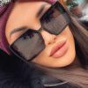 1 paire de lunettes de mode de grande taille pour femmes avec monture carrée en PC, motif géométrique, style