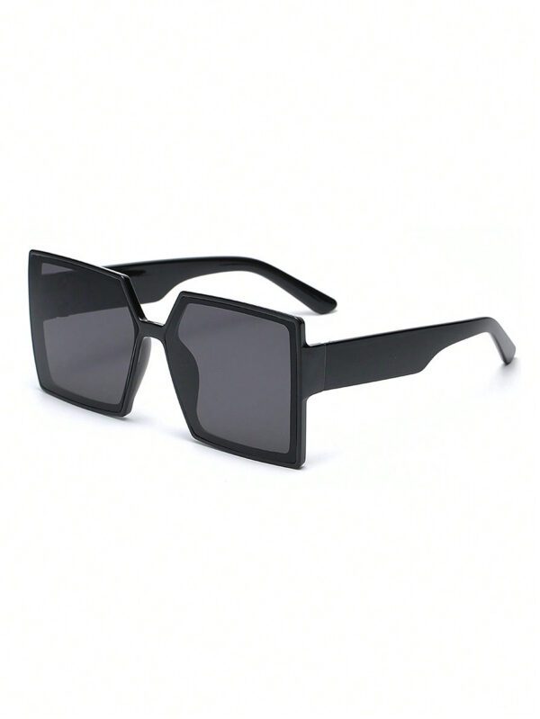 1 paire de lunettes de mode de grande taille pour femmes avec monture carrée en PC, motif géométrique, style – Image 2