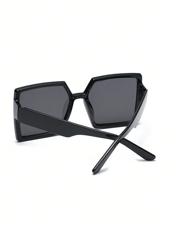 1 paire de lunettes de mode de grande taille pour femmes avec monture carrée en PC, motif géométrique, style – Image 3