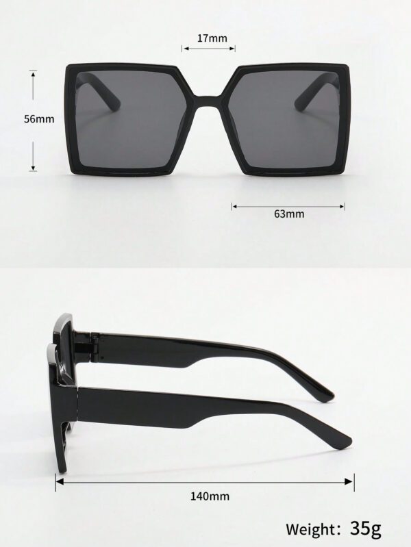 1 paire de lunettes de mode de grande taille pour femmes avec monture carrée en PC, motif géométrique, style – Image 5