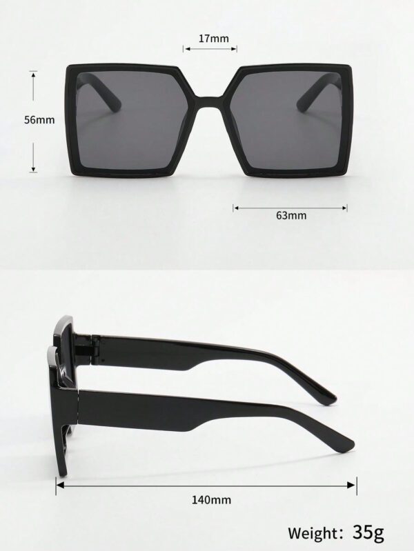 1 paire de lunettes de mode de grande taille pour femmes avec monture carrée en PC, motif géométrique, style – Image 6