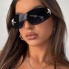 1 pièce Lunettes de mode Y2K pour femmes sans monture avec décoration en forme d'étoile, pour un usage quotidien