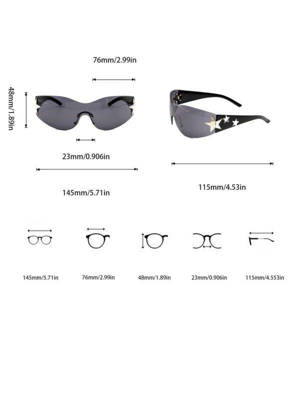 1 pièce Lunettes de mode Y2K pour femmes sans monture avec décoration en forme d'étoile, pour un usage quotidien – Image 7
