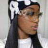 1 pièce Lunettes de mode futuriste en forme de cœur double sans monture Y2k, de rue, accessoires de plage, accessoires de plage pour femmes, lunettes, valentines