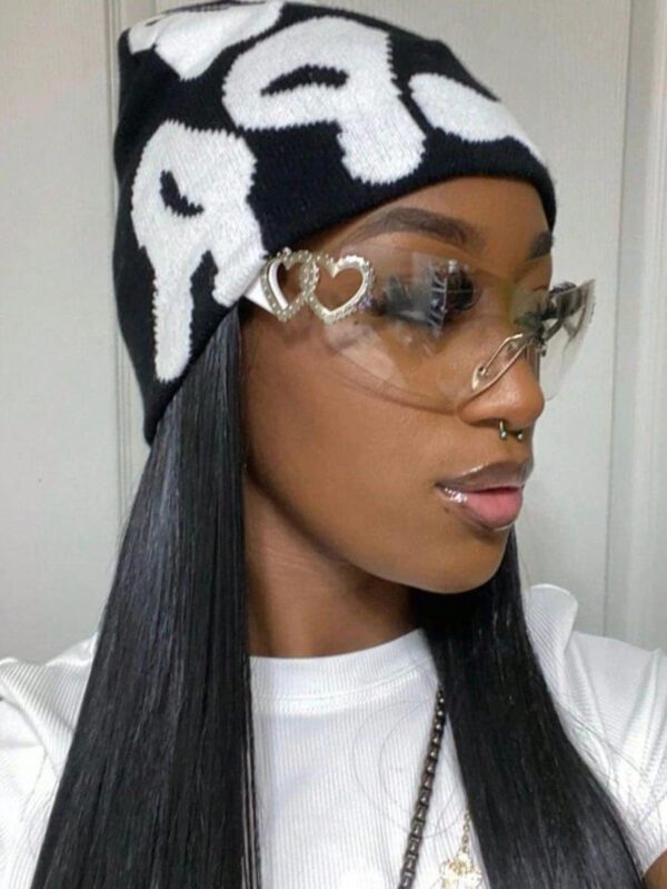 1 pièce Lunettes de mode futuriste en forme de cœur double sans monture Y2k, de rue, accessoires de plage, accessoires de plage pour femmes, lunettes, valentines