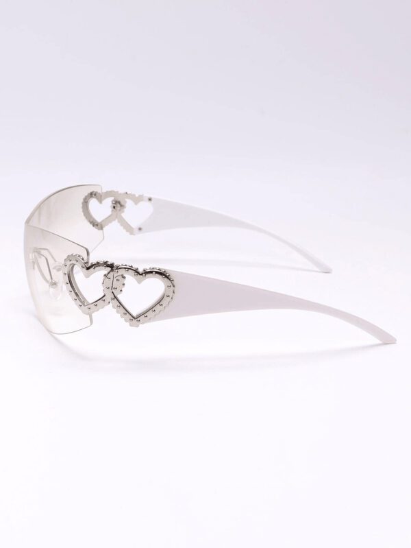 1 pièce Lunettes de mode futuriste en forme de cœur double sans monture Y2k, de rue, accessoires de plage, accessoires de plage pour femmes, lunettes, valentines – Image 5