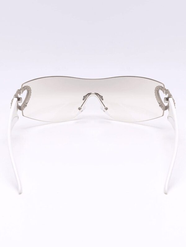 1 pièce Lunettes de mode futuriste en forme de cœur double sans monture Y2k, de rue, accessoires de plage, accessoires de plage pour femmes, lunettes, valentines – Image 6