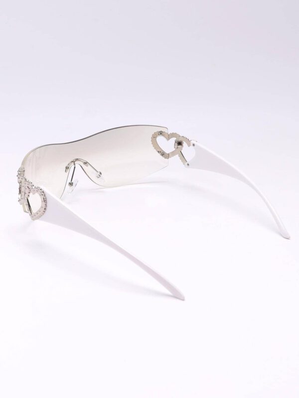 1 pièce Lunettes de mode futuriste en forme de cœur double sans monture Y2k, de rue, accessoires de plage, accessoires de plage pour femmes, lunettes, valentines – Image 7