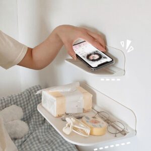 1 Pièce Étagère Flottante En Plastique Pliable Montée Sur Le Mur, Aucune Perforation Requise, Pour Le Rangement De Serviettes Et De Vêtements Dans La Salle De Bain Et La Chambre À Coucher