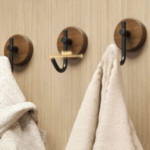 1 pièce Crochet monté sur porte en bois de noyer avec adhésif, crochet mural unique pour accrocher des vêtements sans percer