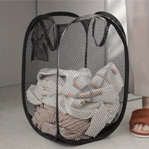 1 Pièce Grand Panier À Linge Pliable Avec Poignées – Panier À Linge En Maille Pour Le Stockage Des Vêtements