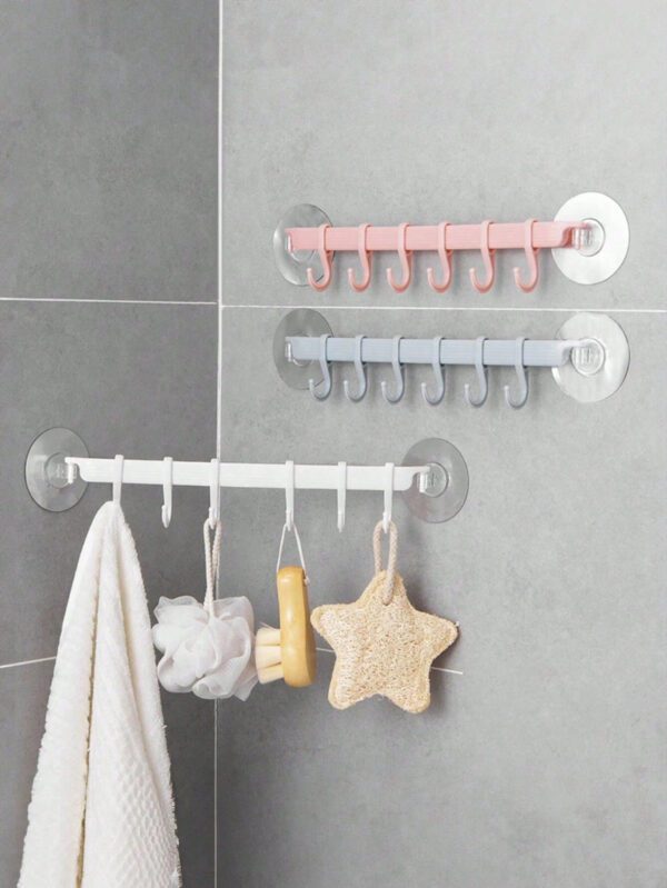 1 pièce Étagère de rangement de toilette de salle de bain, crochet à ventouse, 6 crochets de cuisine, crochet de coin de salle de bain, crochet sans trace, crochet à chapeau, crochet à serviette, crochet de rangement divers