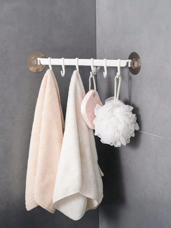 1 pièce Étagère de rangement de toilette de salle de bain, crochet à ventouse, 6 crochets de cuisine, crochet de coin de salle de bain, crochet sans trace, crochet à chapeau, crochet à serviette, crochet de rangement divers – Image 3