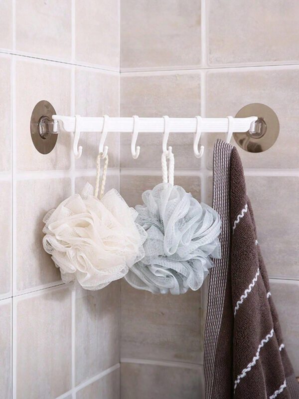 1 pièce Étagère de rangement de toilette de salle de bain, crochet à ventouse, 6 crochets de cuisine, crochet de coin de salle de bain, crochet sans trace, crochet à chapeau, crochet à serviette, crochet de rangement divers – Image 4