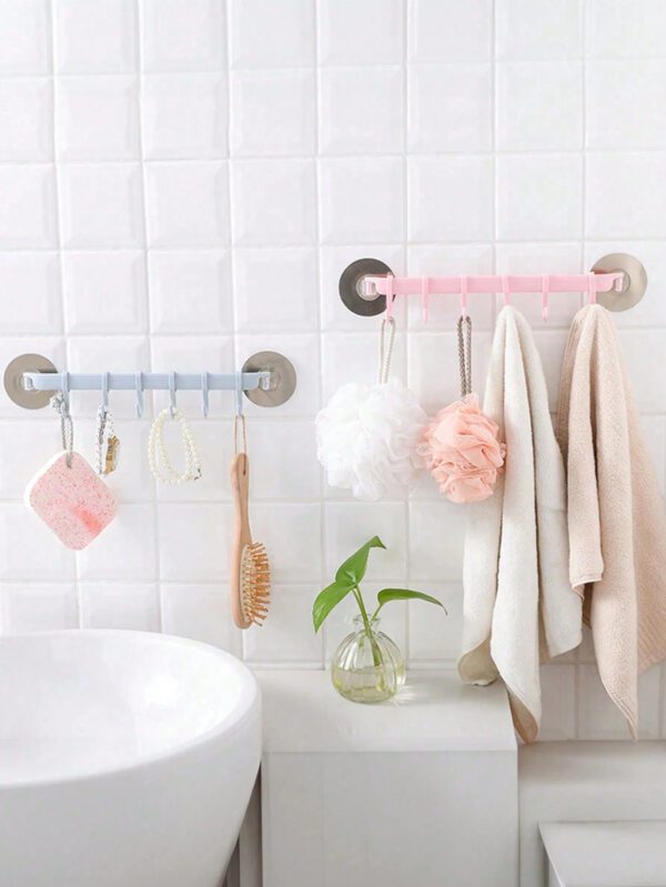 1 pièce Étagère de rangement de toilette de salle de bain, crochet à ventouse, 6 crochets de cuisine, crochet de coin de salle de bain, crochet sans trace, crochet à chapeau, crochet à serviette, crochet de rangement divers – Image 7