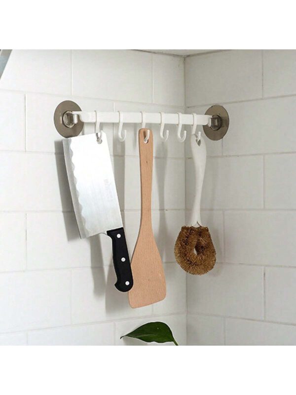 1 pièce Étagère de rangement de toilette de salle de bain, crochet à ventouse, 6 crochets de cuisine, crochet de coin de salle de bain, crochet sans trace, crochet à chapeau, crochet à serviette, crochet de rangement divers – Image 13