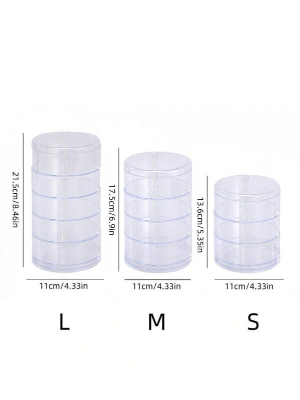 1 pièce Boîte à bijoux rotative transparente, boîte de rangement multifonctionnelle pour cosmétiques, organisateur de comptoir de coiffeuse, boîte de rangement pour accessoires, présentoir à cosmétiques multicouche, décoration de maison, décoration de chambre, accessoires de salle de bain, convient pour les bracelets, boucles d'oreilles, bagues, colliers, broches, pinces à cheveux, bandeaux, montres, houppettes, etc. – Image 10